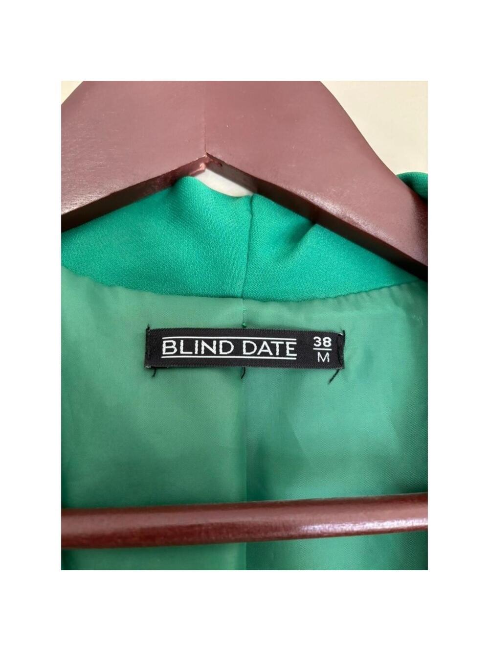 Blind Date Womens Kelly Green Single Button Blazer Jacket Size Medium 38 - Picture 3 of 3